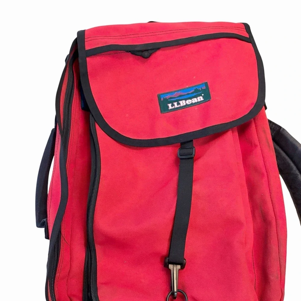 L.L. Bean Convertible Backpack Messenger Bag Laptop Case Red Gorpcore